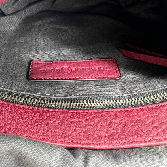 TREASURE AND BOND Leather Crossbody bag Womens Maroon Pebbled Tassel - Picture 11 of 12